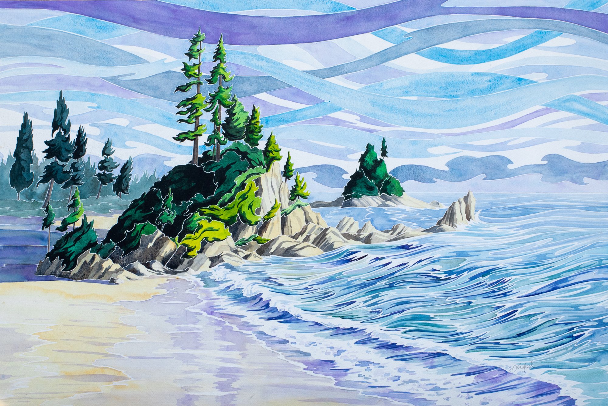 Exploring the Sea Stacks 20" x 30"